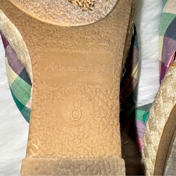 American Eagle Outfitters Pink and Green Wedge Sandals Espadrille Size 8 - Picture 6 of 9